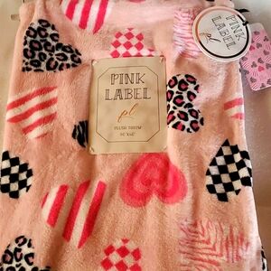 PL Pink Label Plush Throw Blanket 50"x60" Hearts NWT
